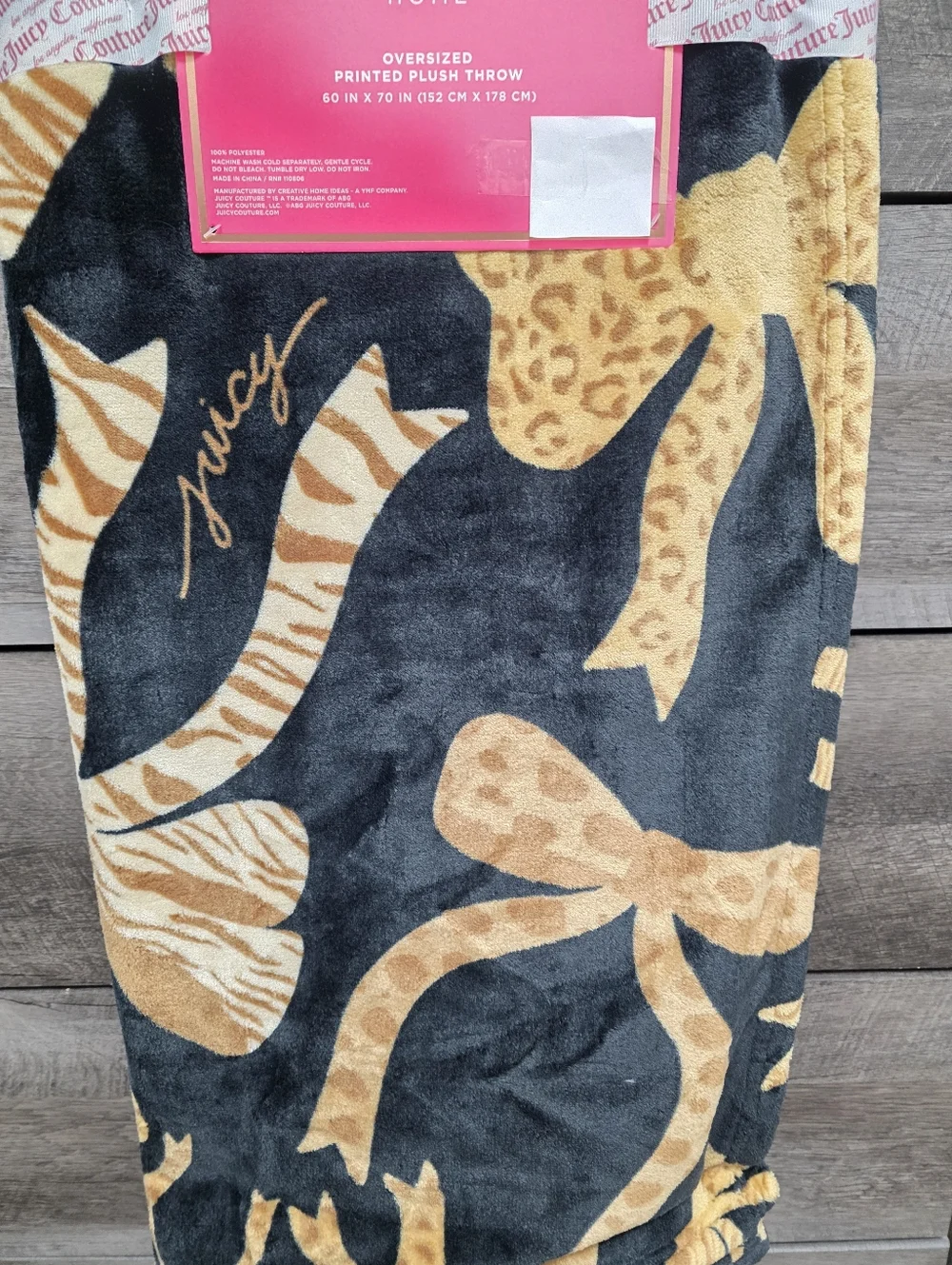 Juicy Couture Cheetah Bow Throw Blanket 60in x 70in Brand new Viral TikTok